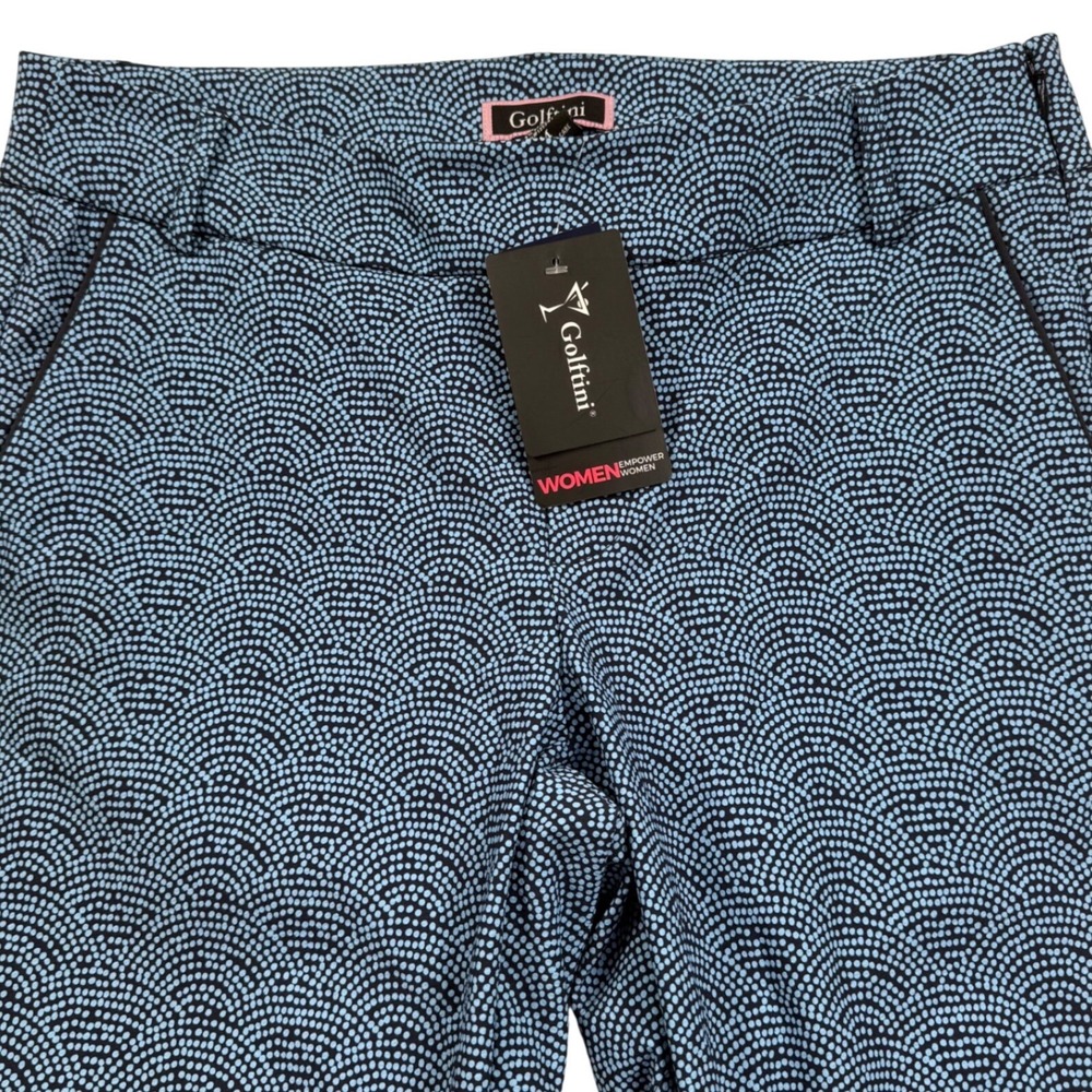 Golftini Ankle Pant Womens Medium Blue Swirl Dotted Water Repellent Golf New